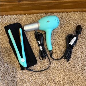 CHI Turquoise Hair Dryer and Flat Iron Set + Vera Bradley Travel Case